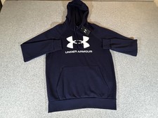 Under Armour Hoodie Mens Small Blue Pullover Rival Fleece Logo Sweatshirt UA
