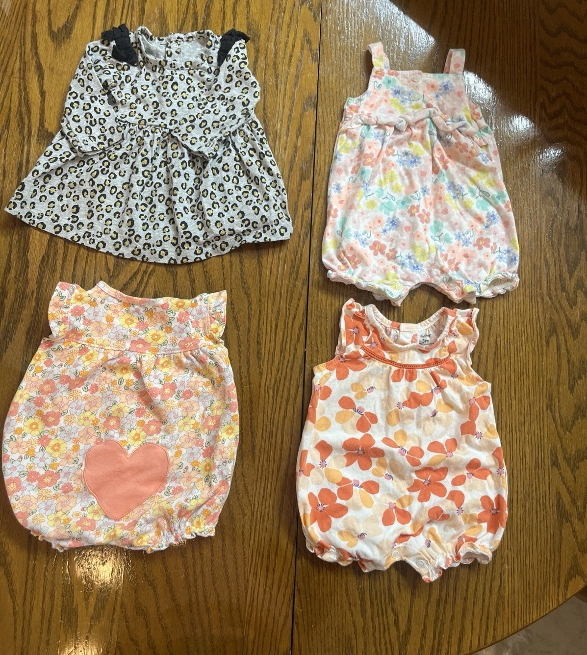 Carters Baby Girl Clothes Lot 3 months Bundle Summer Rompers Outfits heart x4