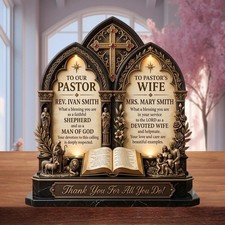 Personalized Pastor and Wife Wooden Block, Custom Pastor Appreciation Gift