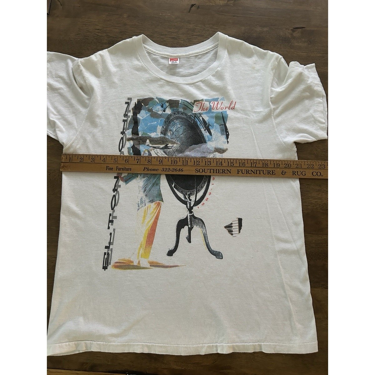 1990年代エルトン・ジョン Tシャツ Vintage Elton John The World 1989-1990 Large T-Shirt White XL