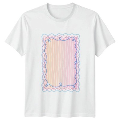 Sommer Preppy Rahmen gestreifte Hintergründe Damen T-Shirt Preppy ästhetische Mode