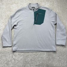 Eddie Bauer Sweatshirt Mens XL Gray 1/4 Zip Fleece Chest Pocket Pullover Outdoor