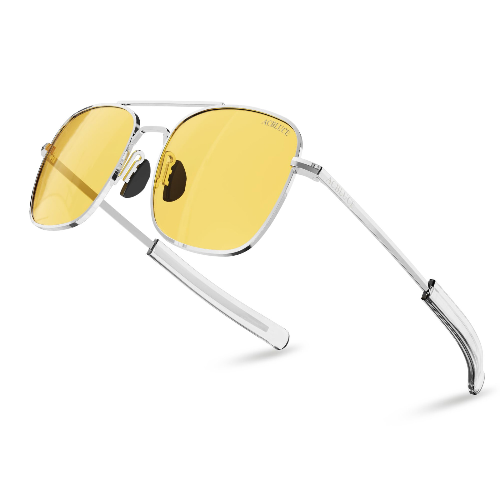Night Vision Aviator Sunglasses for Men Women Driving Pilots Yellow Lens