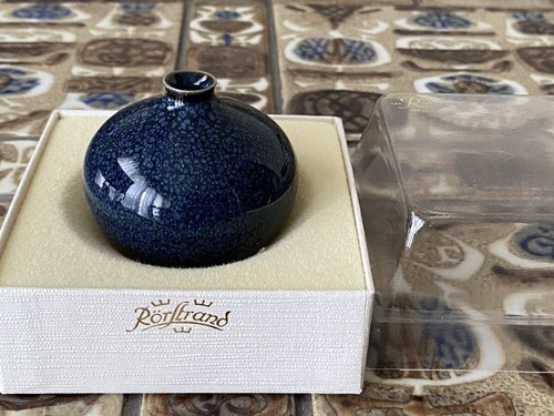 RORSTRAND Bertil Lundgren Miniature Flower Vase Sweden Vintage Blue Original Box