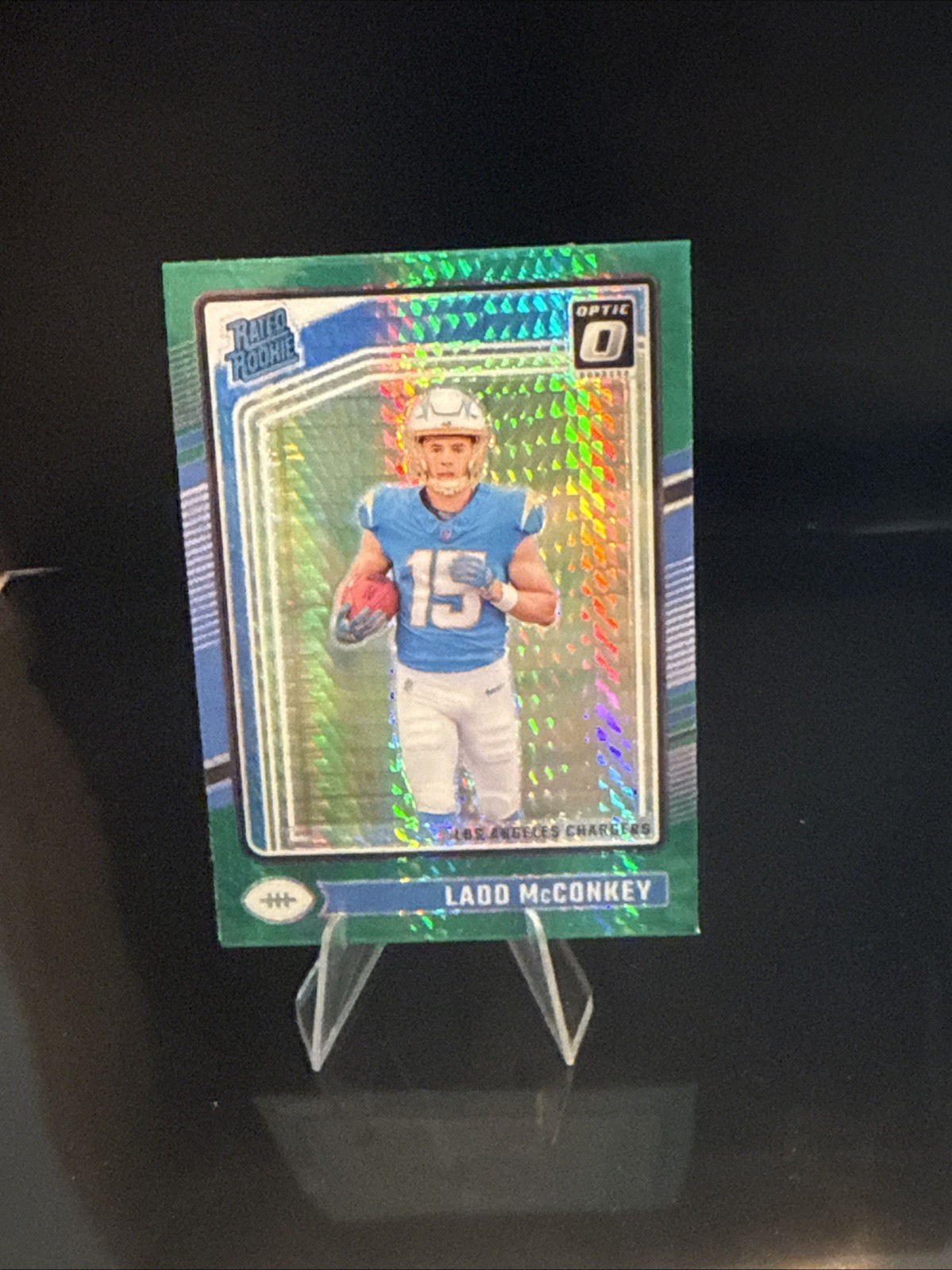 Ladd McConkey 2024 Donruss Optic Rated Rookie #266 Green Hyper RC Chargers