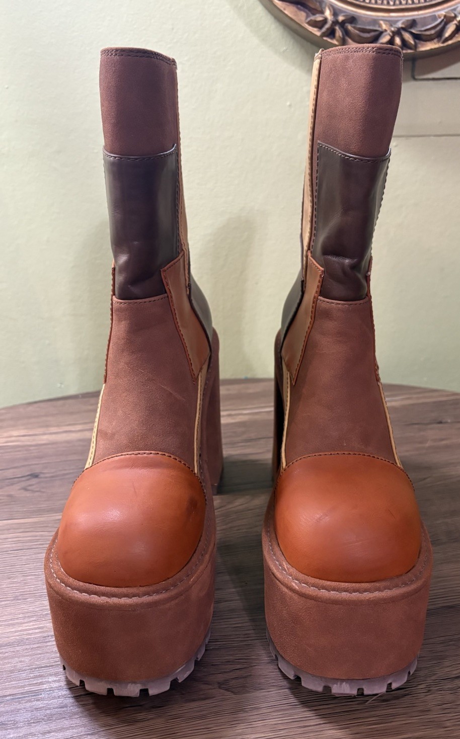 Dolls Kill Current Mood Patchwork Platform Boots … - image 2