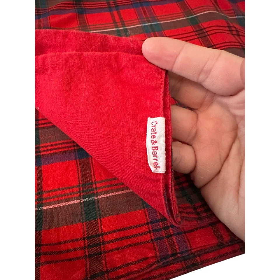 Crate & Barrel Plaid Throw Blanket Red Green Blue Holiday Cozy Home Decor Accent - Image 3 of 4