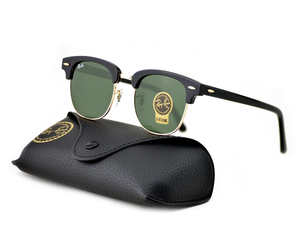 Ray-Ban Clubmaster Black Frame/Green Lens Sunglasses - RB3016