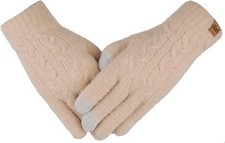Guantes de invierno de lana de punto trenzado termico Pantalla T ctil para mujer