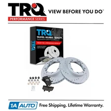TRQ Performance Brake Rotor Drilled Slotted Coated & Ceramic Pad Front Kit
