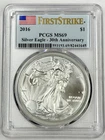 2016 $1 American Silver Eagle PCGS MS69 30th Anniversary First Strike 1 oz Coin