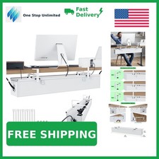 White Under Desk Cable Management Tray 36 Inch No Drill Cord Organizer