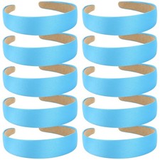 10 Pack Satin 1.3 Inch Wide Light Blue Headbands for  Girls - Non-Slip Fashi...