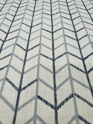 Christopher Farr Geometric 100% Linen Print Fabric- Small Way / Indigo 1.40 yd