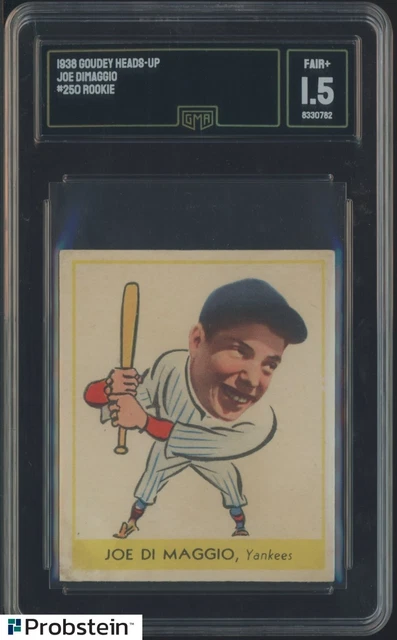 1938 Goudey Heads-Up #250 Joe DiMaggio New York Yankees RC Rookie HOF GMA 1.5