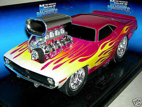 ホビーラジコン 1970cuda Muscle Machines 1970 Cuda Red/flames Car Real Braid Steel