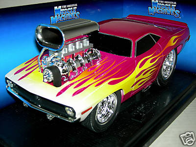4台set/MUSCLE MACHINES/70CUDA/66GTO Muscle Machine 1/18 Scale Diecast 71168- 1970 Plymouth Cuda