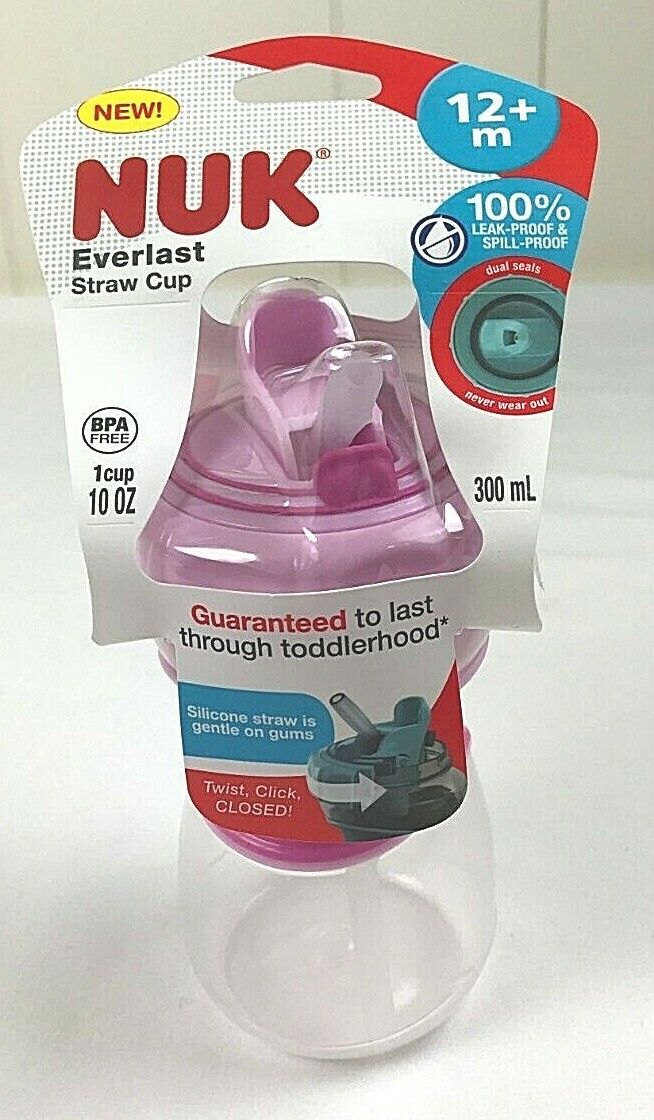 Max 43% OFF Nuk Everlast Pink Toddler Straw Cup Leak trust 10oz 12+M Free BPA Proo
