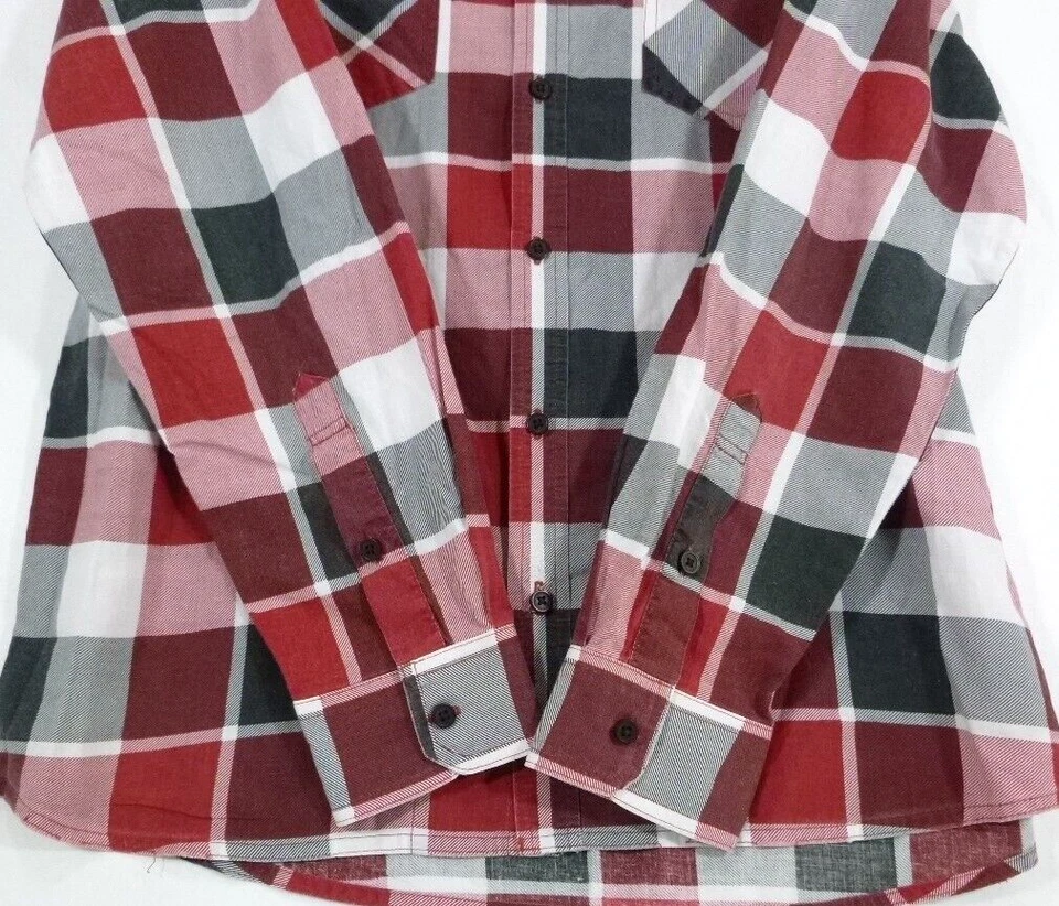 VANS-Camisa informal de manga larga con botones para hombre-grande-roja a cuadros-100 % algodón Foto 3 de 4