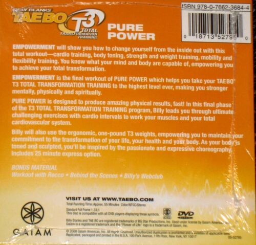Billy Blanks TAEBO T3 Pure Power DVD TOTALE TRANSFORMATION Empowerment Workout - Bild 2 von 4