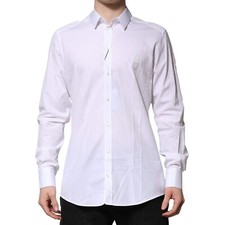 DOLCE & GABBANA Shirt White Cotton GOLD Long Sleeves Formal 38/US15/XS 410usd