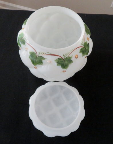 Consolidated Con Cora Ivy Quilted Diamond Cookie Cracker Biscuit Jar 1940-50's - Picture 4 of 11