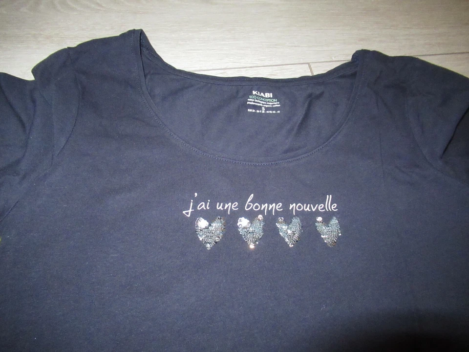 T-shirt manches de grossesse maternité bleu marine annonce boy Taille S Kiabi - Photo 3/4