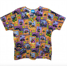 HQ Scrubs Small Halloween Pumpkin Black Cat Spider Candy Corn Nurse Vet Tech