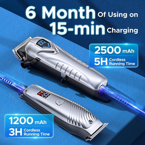 Professional Hair Clippers Trimmer Kit for Barber Mens Beard Haircut 2 Piece Set - Picture 5 of 9