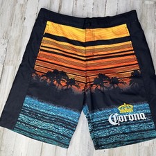 Corona Swim Lined Shorts Mens Size XL Colorful Palm Trees Beach Vacation Bn10
