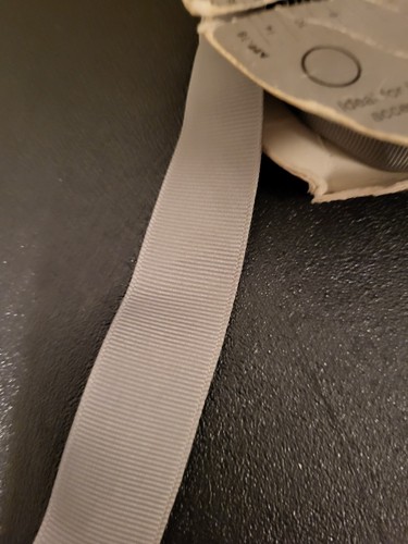 VTG Offray Pattern 3012 Gros Grain Woven Edge Grey Ribbon 20 Yds - Picture 2 of 3
