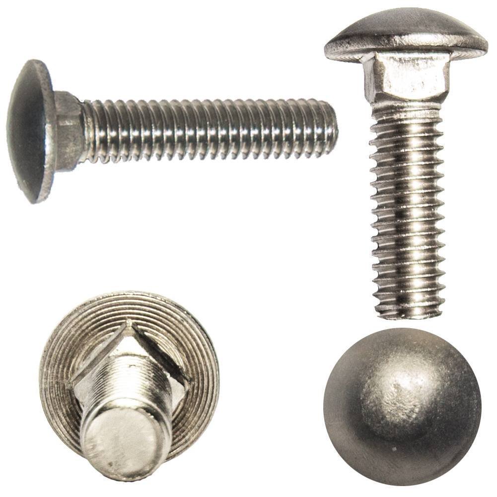 Redding Fasteners 25-Pack 3/8-16 X 1" Stainless Steel Carriage Bolts - 304 Grade