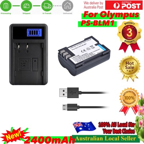 Set Batteria Li-Ion 7,2V + Caricabatterie Per Olympus PS-BLM1 | Sostituto Per E-1, E-3, E-5, E-300, E-500, E-510 E Altri - 3