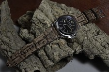 MA WATCH STRAP 26 24 22 MM BROWN CORK GENUINE GATOR SKIN NUBUCK FITS PANERAI ETC