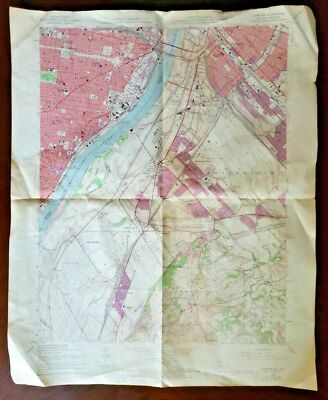 1968 Cahokia, ILL -MO  Geological Survey and Water Resources Map 22'' X 27'' PS