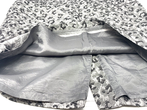 Ann Taylor LOFT Silver Metalic Leopard Pencil Women's Fully Lined Skirt Size 8 - Picture 8 of 10