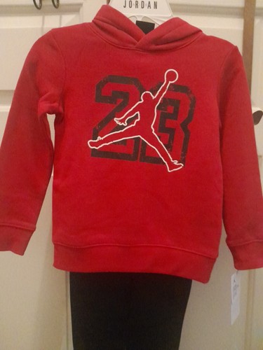 Nike Air Jordan Little Kids' Hoodie and Pants Set 85C684-023 Size 4 Red/Black - Picture 3 of 6