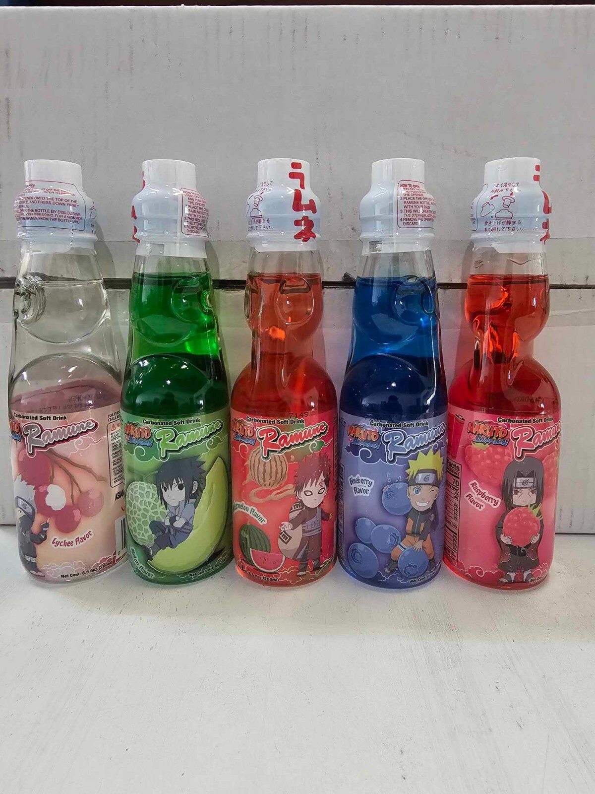 5 NEW Limited Edition Naruto Ramune Bottle Set Japan Soda Flavors Japanese Drink