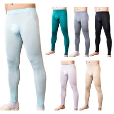 Mens Thin Stretchy Nylon Compression Base Layer Pants  Long Johns Warm Underwear