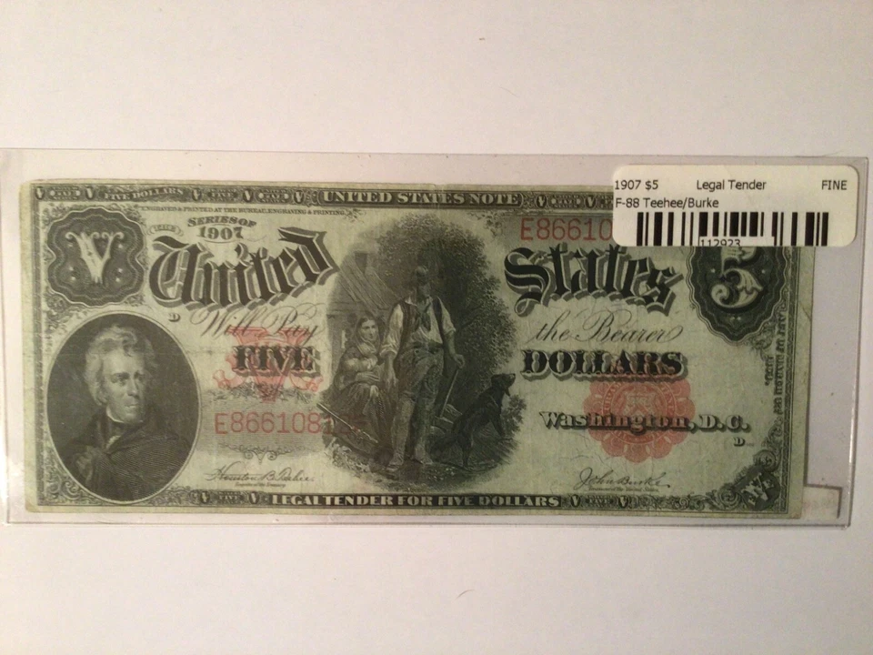 F-88 1907 $ 5,00 "Woodchopper" Teehee/Burke serie # E866108125 Foto 3 de 4