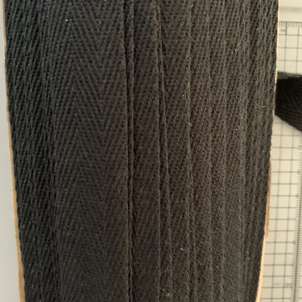 Bolsa de correa de costura de cinta de sarga de espiga de algodón de 25 mm negra 2 m Foto 2 de 4
