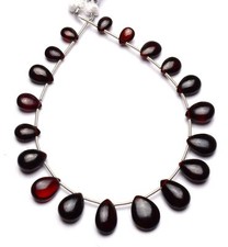 Natural Gem Rhodolite Garnet 7x5 to 12x9mm Size Smooth Pear Shape Beads 8.5"
