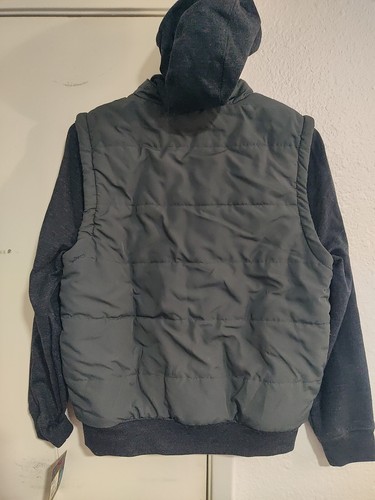 🏵️RARE Shaun White Size L 12-14 Jacket Hoodie Zippered Gray Black Puffer - Picture 4 of 4