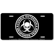 Zombie Outbreak Response Team White On Black Flat Aluminum Novelty License Plate