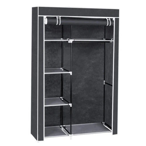64" Portable Closet Storage Organizer Wardrobe Clothes Rack with Shelves Gray - Picture 14 of 19