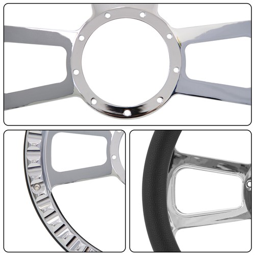 14'' Chrome Trinity Style Half Wrap Lenkrad & Radadapter & Hupenknopf für GM - Picture 9 of 9