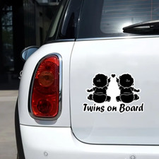 Twins on Board - Cute Baby Twins Car Sticker - Family Car - Car Safety Decal