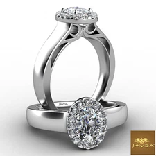 Halo Filigree French U Pave Oval Diamond Engagement Ring GIA F Color VS1 0.92Ctw