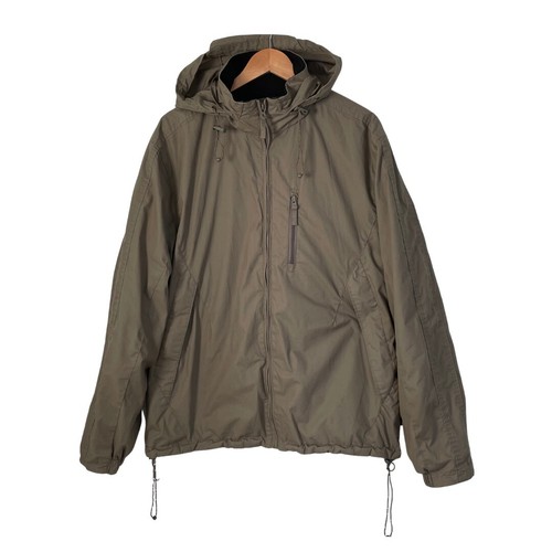 Olive Green Jacket Coat Fleece Hood 