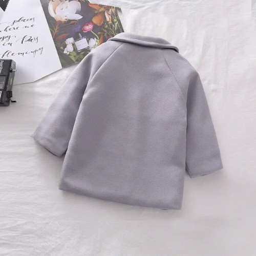 Autumn Winter Boys Jacket Solid Lapel Double Woollen Overcoat for 2-6 Years Boys - Picture 18 of 27